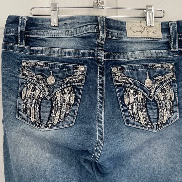 Miss Me Blue Embroidered Waistband Denim Jeans Size 30 - Picture 6 of 11